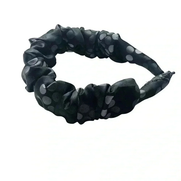 Multi-Gray Polka Dots Silk Headband Artisan Handcrafted Crown Hair Accessory - Picture 6 of 8